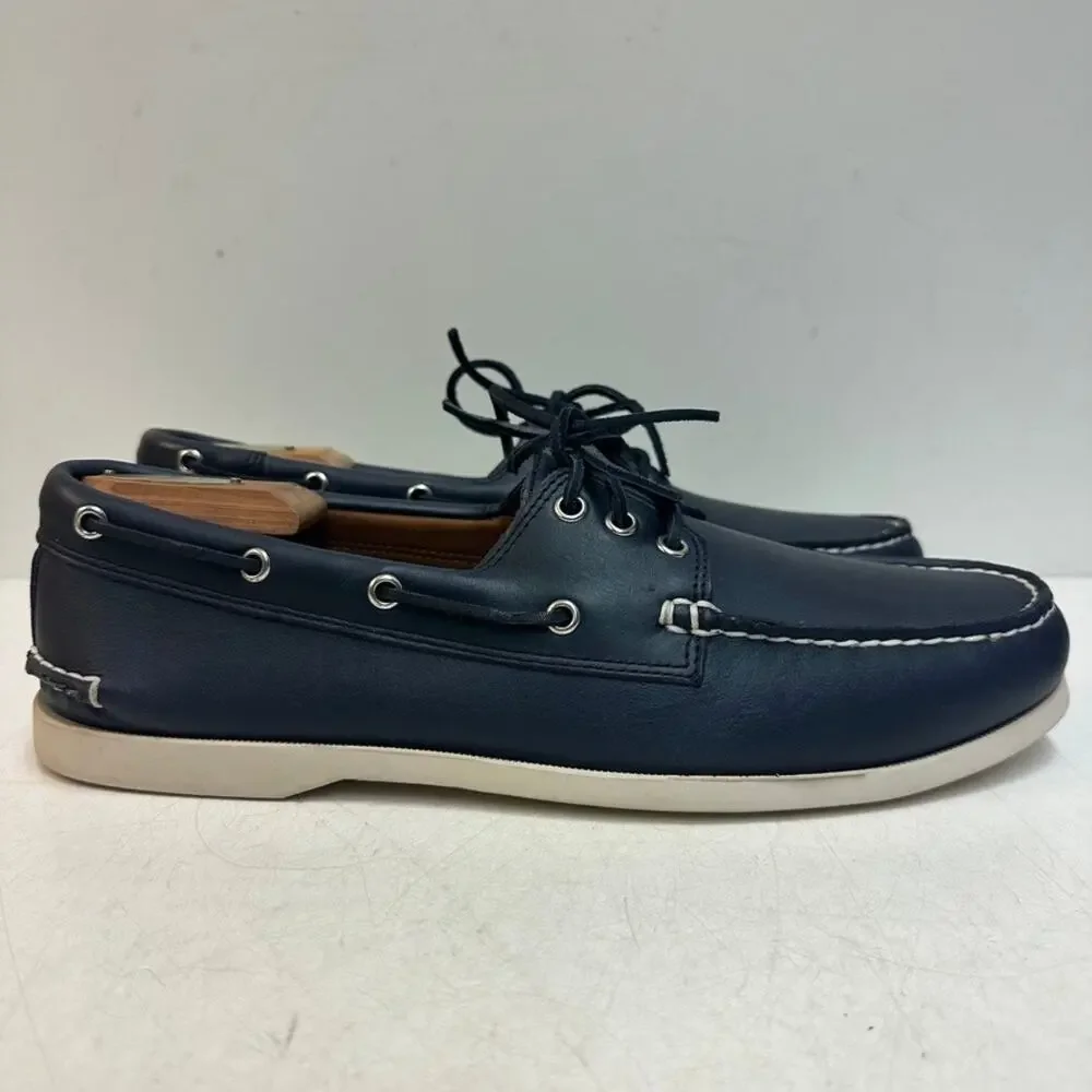 NWOT Quoddy Men's Head Boat Shoe Moccasin Navy Blue Handsewn Maine USA 12 D